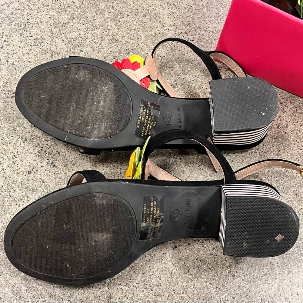 Betsey Johnson Black Sandals with Colorful Floral Accents - Picture 7 of 12